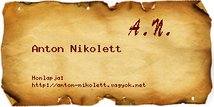 Anton Nikolett névjegykártya
